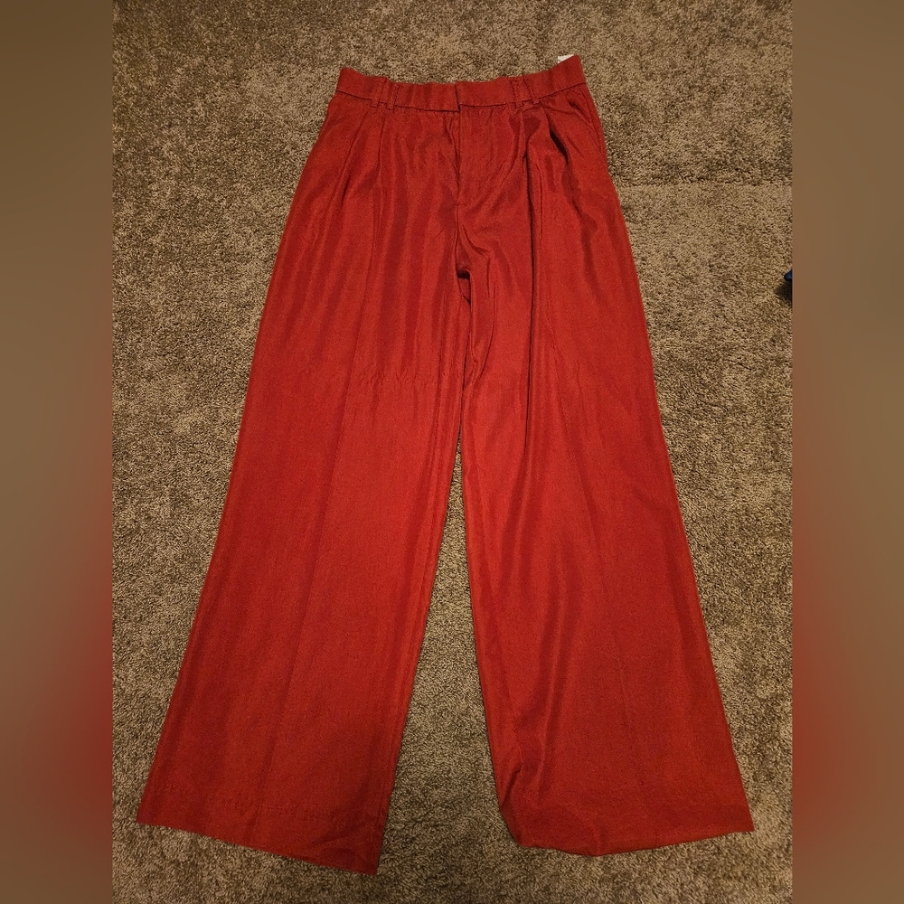 Zara Women's Red Wide Leg Pants